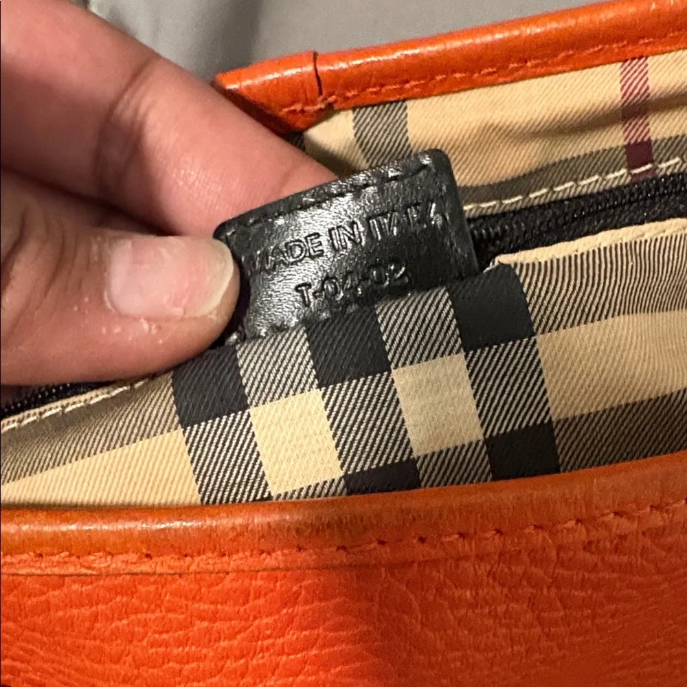 Burberry Orange Vintage Pebbled Leather Satchel Bag - Picture 12 of 16
